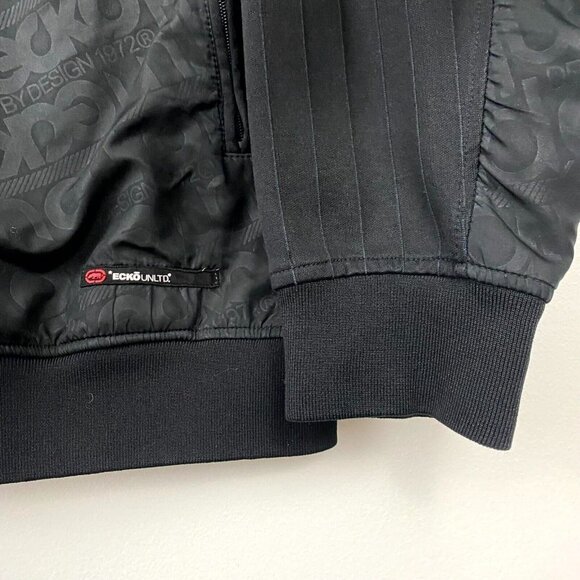 Ecko Unltd Track Jacket Men's Size Large Black Zip Up Mock Neck Outdoor Y2K - Picture 12 of 16
